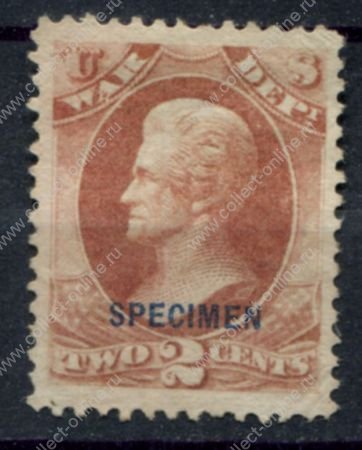США 1873 г. • Sс# O84S • 2 c. • военный департамент • официальная почта • образец • MNG VF ( кат. - $125 )