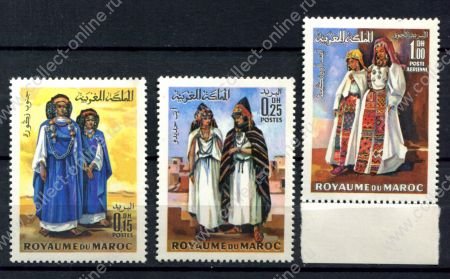 Марокко 1969 г. • Mi# 645-647 • женские национальные костюмы • полн. серия • MNH OG XF