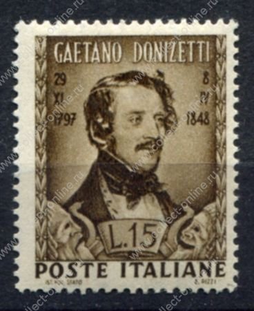 Италия 1948 г. • Mi# 762 • 15 L. • Гаэтано Доницетти • MLH OG VF
