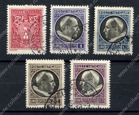Ватикан 1940 г. • Mi# 84-88 • 5 c. - 2.75 L. • Папа Пий XII • стандарт • полн. серия • Used VF ( кат. - €5 )