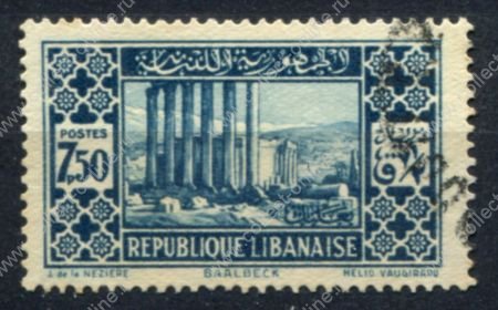 Ливан 1930-1935 гг. • Iv# 143 • 7.50 pi. • архитектура и виды страны • руины Баальбек • Used VF