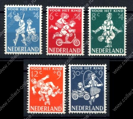 Нидерланды 1958 г. • Mi# 723-727 • Детские игры и развлечения • полн. серия • MH OG VF ( кат.- €10** )