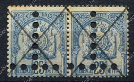 Тунис 1899-1901 гг. • Iv# T 25 • 25 c. • перфорация "T"(перевернутая) • служебный выпуск • пара • Used VF