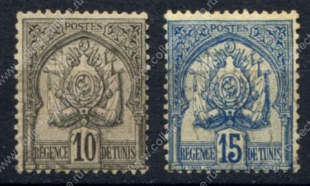 Тунис 1888-1893 гг. • Iv# 12,14 • 10 и 15 c. • герб • стандарт • Used VF