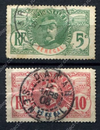 Сенегал 1906 г. • Iv# 33-34 • 5,10 c. • осн. выпуск • генерал Федерб • Used F-VF