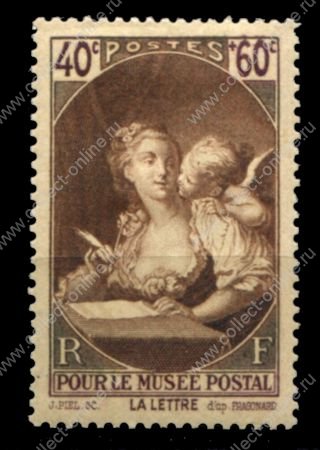 Франция 1939 г. • IV# 446 • 40+60 c. • живопись, Фрагонар • сбор для мзея почты • MNH OG VF