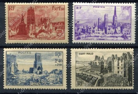 Франция 1945 г. • Iv# 744-747 • Восстановление разрушенных городов • полн. серия • MNH OG VF