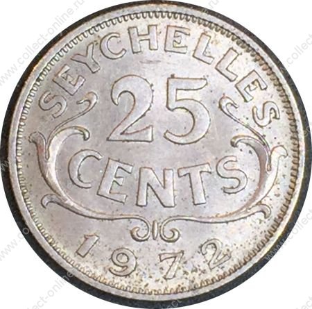 Сейшелы 1972 г. • KM# 11 • 25 центов • Елизавета II • регулярный выпуск • MS BU