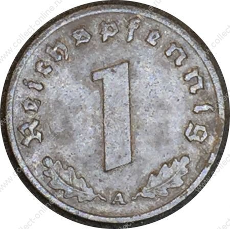 Германия • 3-й рейх 1940 г. A (Берлин) • KM# 97 • 1 рейхспфенниг • орел на венке • регулярный выпуск • XF