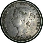 Канада 1874 г. H • KM# 5 • 25 центов • Виктория • серебро • регулярный выпуск • VF ( кат. -$50+ )