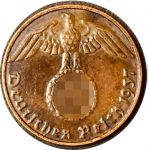 Германия • 3-й рейх 1937 г. D (Мюнхен) • KM# 89 • 1 рейхспфенниг • орел на венке • регулярный выпуск • XF
