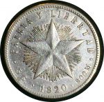 Куба 1920 г. • KM# 13.2 • 20 сентаво • звезда и герб • (серебро) • регулярный выпуск • XF-AU