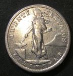 Филиппины 1937 г. M • KM# 182 • 20 сентаво • герб страны • регулярный выпуск • XF-