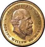Нидерланды 1875 г. • KM# 105 • 10 гульденов • король Виллем III • золото 900 - 6.73 гр. • MS BU GEM!! ( кат. - $500 )