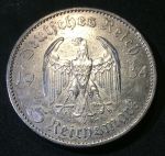 Германия • 3-й рейх 1934 г. A • KM# 83 • 5 рейхсмарок • (серебро) • символ Рейха • Кирха(церковь) • регулярный выпуск • XF-AU