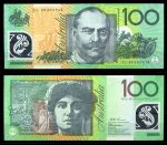 Австралия 1999 г. • P# 55b • 100 долларов • Нелли Мелба • Джон Монаш • регулярный выпуск • UNC пресс