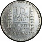 Франция 1934 г. KM# 878 • 10 франков • "Марианна" • серебро • регулярный выпуск • XF+