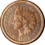 США 1882 г. • KM# 90a • 1 цент • "Индеец" • регулярный выпуск • F-VF