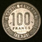 Конго 1971 г. KM# 1 • 100 франков • гигантские антилопы • регулярный выпуск • BU-