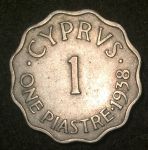 Кипр 1938 г. KM# 23 • 1 пиастр • Георг VI • регулярный выпуск • XF+