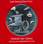 Тринидад и Тобаго 1972 г. KM# 16 • 10 долларов • государственный герб • карта острова • серебро 925 - 35 гр. • регулярный выпуск • MS BU пруф!!