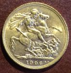 Великобритания 1906 г. • KM# 805 • соверен • Эдуард VII • св. Георгий • золото 917 - 7.98 гр. • регулярный выпуск • AU+