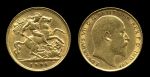 Великобритания 1908 г. • KM# 805 • полсоверена • золото • Эдуард VII • св. Георгий • регулярный выпуск • BU-