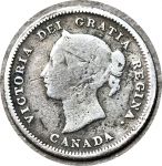 Канада 1880 г. H • KM# 2 • 5 центов • Виктория • серебро • регулярный выпуск • VG