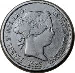 Испания 1866 г. • KM# 628.2 • 40 сентимо • Королева Изабелла II • королевский герб • регулярный выпуск • VF*