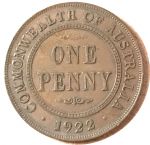 Австралия 1922 г. • KM# 23 • 1 пенни • Георг V • регулярный выпуск • VF+ ( кат.- 6$ )