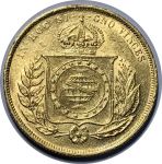 Бразилия 1876 г. • KM# 467 • 10 тыс. рейс • Император Педру II • золото 917 - 8.96 гр. • AU