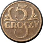 Польша 1934 г. • KM# 10a • 5 грошей • регулярный выпуск • XF ®®
