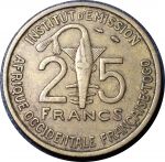 Французская Западная Африка 1957 г. • KM# 9 • 25 франков • голова антилопы • регулярный выпуск • XF