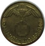 Германия • 3-й рейх 1937 г. E (Мюльденхуттен) • KM# 91 • 5 рейхспфеннигов • орел на венке • регулярный выпуск • AU+ ( кат. - $25 )