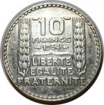 Франция 1934 г. • KM# 878 • 10 франков • серебро • лауреат • регулярный выпуск • XF+