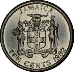 Ямайка 1992 г. • KM# 146.1 • 10 центов • герб Ямайки • Пол Богл • регулярный выпуск • BU