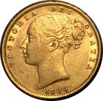 Австралия 1886 г. S • KM# 6 • соверен • королева Виктория • королевский герб • золото 917 - 7.99 гр. • регулярный выпуск • AU+