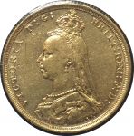 Великобритания 1888 г. • KM# 767 • соверен • королева Виктория(юбилейный портрет) • св. Георгий • золото 917 - 7.98 гр. • регулярный выпуск • XF-AU