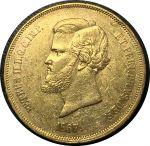 Бразилия 1867 г. • KM# 468 • 20 тыс. рейс • Император Педру II • золото 917 - 17.93 гр. • AU+