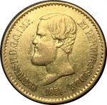 Бразилия 1851 г. • KM# 463 • 20 тыс. рейс • Император Педру II • золото 917 - 17.93 гр. • AU