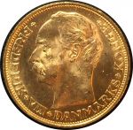 Дания 1908 г. • KM# 810 • 20 крон • Фредерик VIII • золото 900 - 8.96 гр. • MS BU GEM!!!