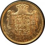 Дания 1910 г. • KM# 810 • 20 крон • Фредерик VIII • золото 900 - 8.96 гр. • MS BU GEM!!!