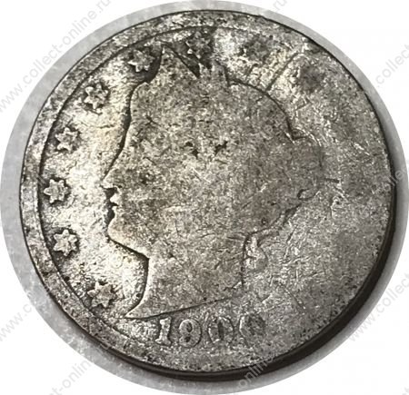 США 1900 г. • KM# 112 • 5 центов • "Свобода" • регулярный выпуск • *