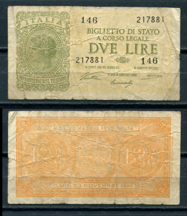 Италия 1939 год. Марки Италии 1944. Банкноты Италии до 1944 года.