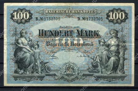 Бавария 1900 г. • P# S922 • 100 марок • регулярный выпуск • XF-