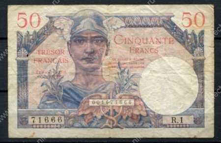 Франция • оккупация Саара 1947 г. • P# M8 • 50 франков • F-VF*