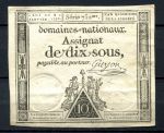Франция 1792 г. (4-01) • P# A64 • 10 су • Французская революция • ассигнат • Guyon • XF+
