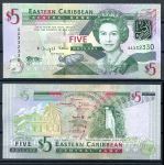 Восточные Карибы 2008 г. • P# 47 • 5 долларов • Елизавета II • адмиральский дом, водопад • регулярный выпуск • UNC пресс ( кат. - $11 )