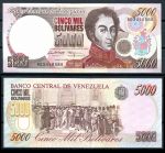 Венесуэла 1996 г. • P# 75b • 5000 боливаров • Симон Боливар • регулярный выпуск • UNC пресс