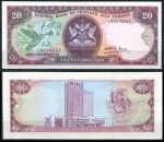 Тринидад и Тобаго 1985 г. • P# 39b • 20 долларов • государственный герб • здание нацбанка • регулярный выпуск • UNC пресс
